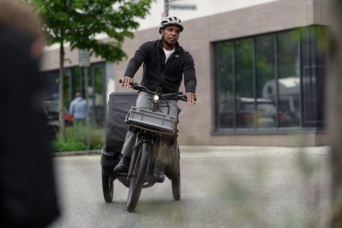 In der Cargo-Version bietet das Trike Hybrid eine geräumige Cargobox mit 60 kg maximaler Zuladung.