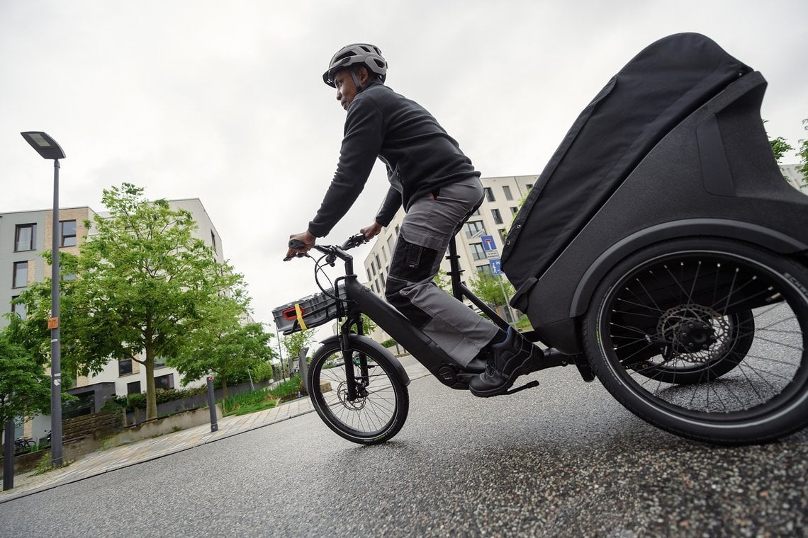 Dank Anti-Kipp-Mechanismus soll das Trike immer mit drei Rädern auf dem Boden bleiben.