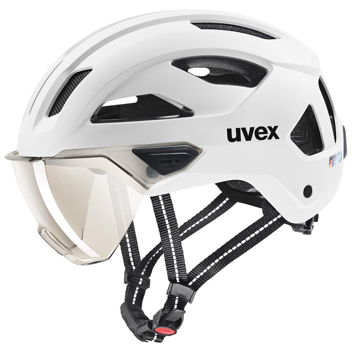 Den MIPS-freien uvex stride visor Helm, hier in der Farbe white matt gibt´s bereits für 139,95€ (UVP).