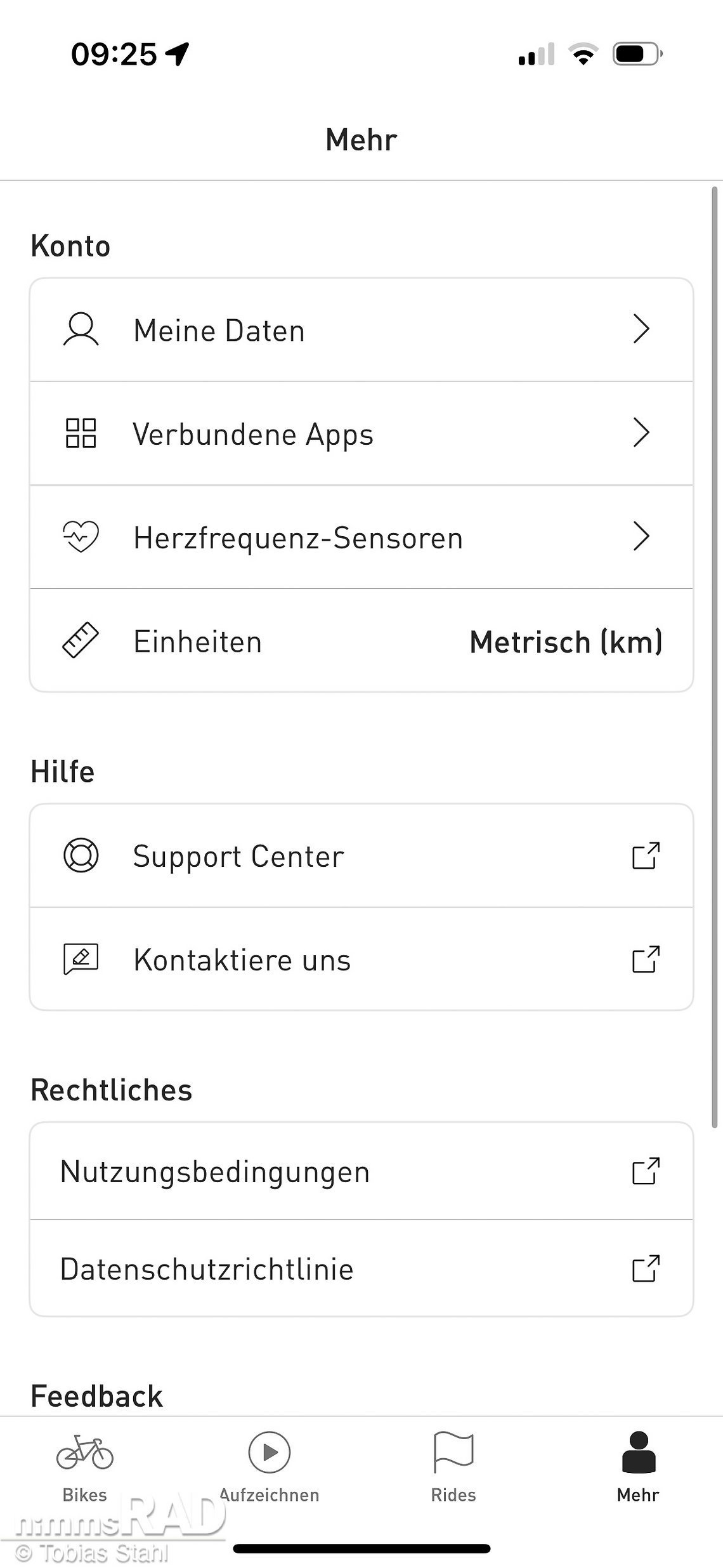 Die Specialized App lässt keine Fragen offen und ermöglicht auch die Anbindung externer Sensoren (z.B. Puls) oder Plattformen