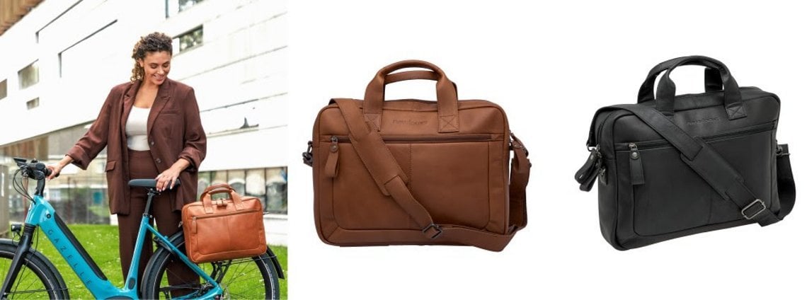 Die Luko Laptoptasche von New Looxs bietet eine stilvolle Möglichkeit, den Laptop mit dem Fahrrad mitzunehmen.