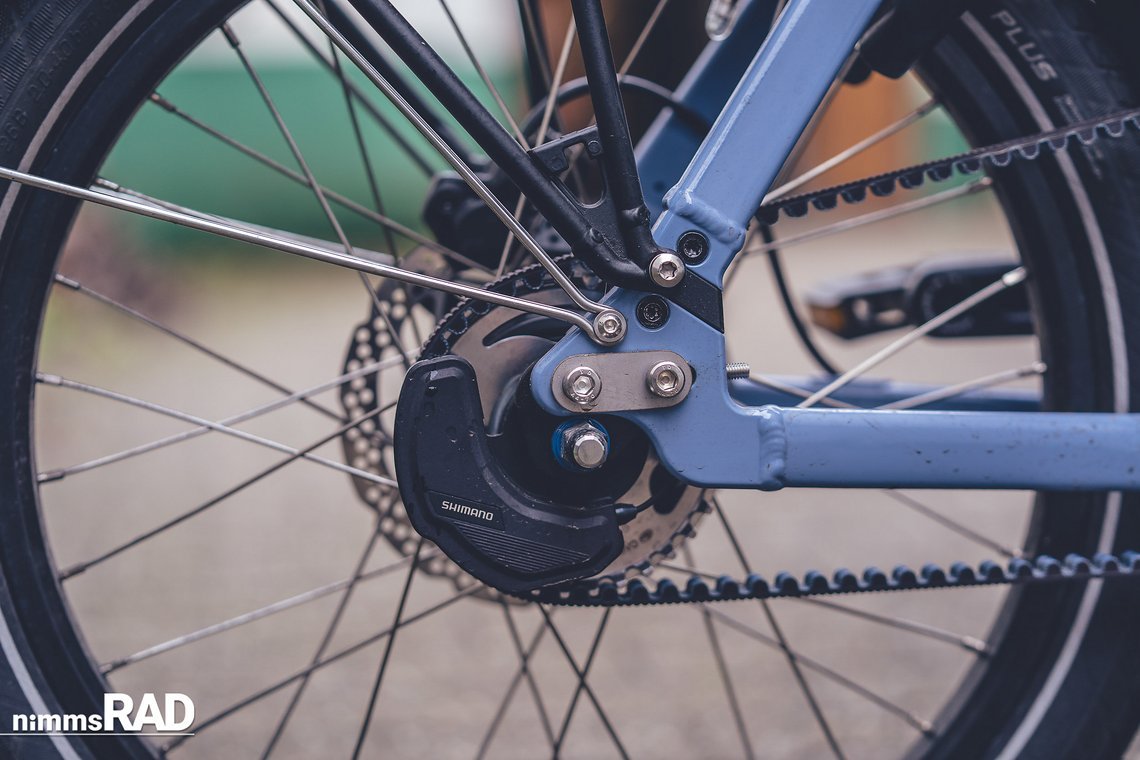 Das Chike E-Cargo kommt mit elektronisch geschalteter Shimano Nexus Di2-Nabenschaltung mit Automatikmodus.