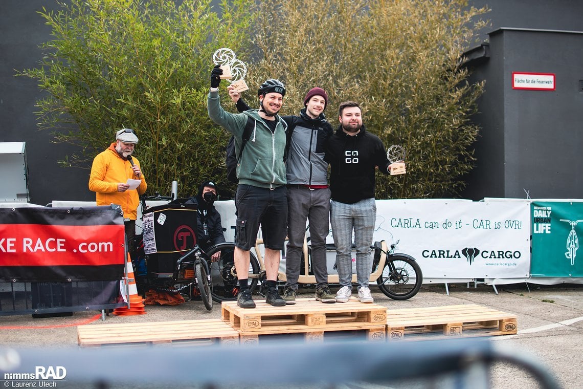 Die Sieger des Cargobike Races in der Kategorie E-Cargobike.