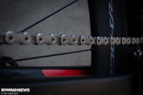 Die neue 12-fach Kette ist eine Übernahme aus dem MTB-Bereich