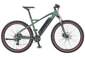 Das Prophete E-MTB Hardtail Dice 1.0 Action verfügt über 27,5-Zoll-Räder und 100 mm Federweg.