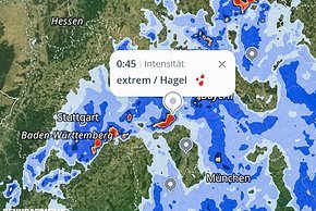 Ein riesiges Regenfeld aus Südwesten zieht in der Nacht über Süddeutschland.