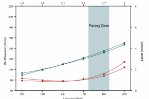 Auch die Laktatwerte (rot) liefern hilfreiche Werte für die Pacing-Steuerung