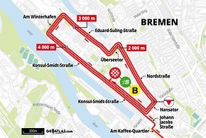 In Bremen ist die Schlussrunde nahe der Weser mehrmals zu fahren.