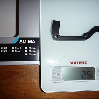 Gewicht Shimano Scheibenbremsadapter SM-MA-R180P/S IS >>> PM +40