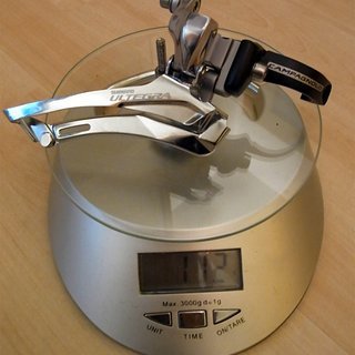 Gewicht Shimano Umwerfer Ultegra 6600  2 x 10 mit 34,9 Schelle