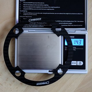 Gewicht Carbonice Bashguard für Clavicula DP 104 mm