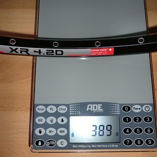 Gewicht DT Swiss Felge XR 4.2d 26" / 32 Loch