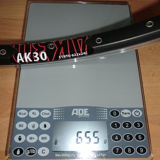 Gewicht Ambrosio Felge AK30 28" / 622x24 / 32 Loch