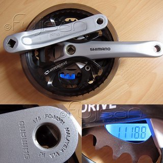 Gewicht Shimano Kurbelgarnitur Acera FC-M361 175mm, 26/38/48Z