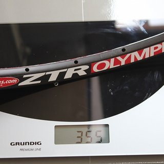 Gewicht Notubes Felge ZTR Olympic 26", 559x23, 32 L