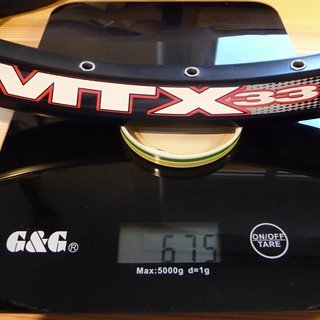 Gewicht SunRingle Felge MTX 33 26", 36 L