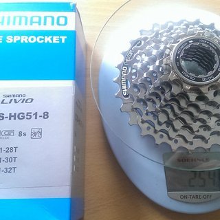 Gewicht Shimano Kassette Alivio CS-HG51-8 8-fach, 11-28Z