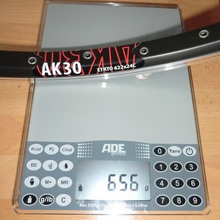 Gewicht Ambrosio Felge AK30 28" / 622x24 / 36 Loch