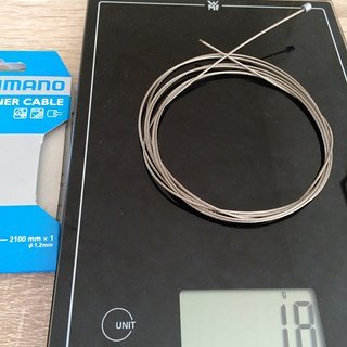 Gewicht Shimano Innen- und Außenzüge Shift Inner Cable Ø1,2mm x 2100mm