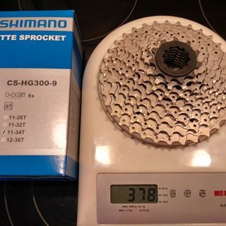 Gewicht Shimano Kassette CS-HG300-9 9-fach, 11-34Z