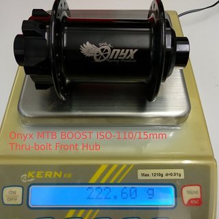 Gewicht Onyx Racing Products Nabe Onyx MTB BOOST ISO-110/15mm Thru-bolt Front Hub 110/15mm