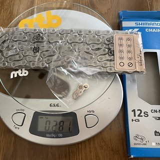 Gewicht Shimano Kette Deore CN-M6100 12-fach, 126 Glieder