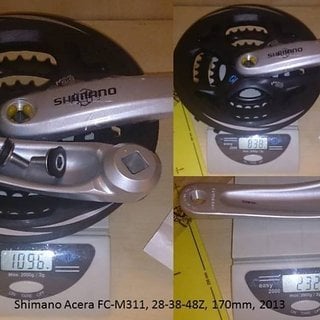 Gewicht Shimano Kurbelgarnitur Acera FC-M311 170mm, 28/38/48Z