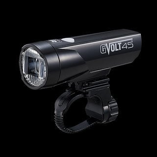 Cateye GVolt 45 LED – 45 Lux, 40 €, StVZO-zugelassenes Frontlicht mit ca. 6 Stunden Leuchtdauer und 92 g Gewicht.