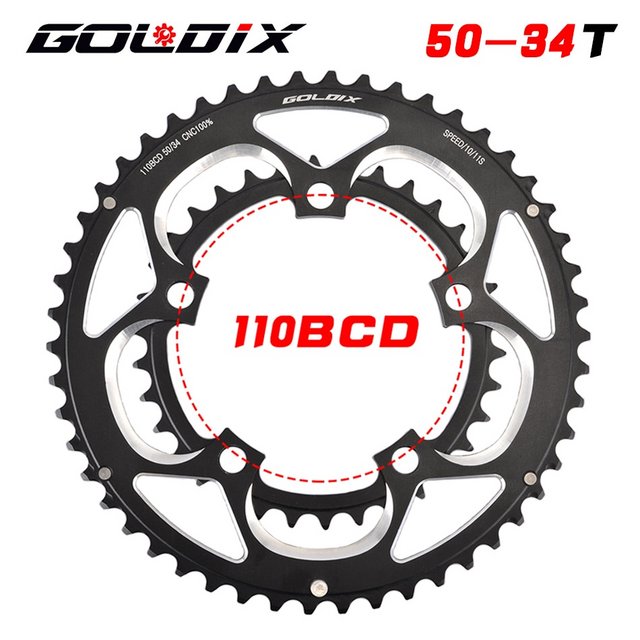 GOLDIX 50T/34T 110BCD Kettenblatt Straße Fahrrad Kettenblatt Platte Doppel Runde Kettenblatt 9/10/11S Ultraleicht Fahrrad Teile Fit SRAM FSA